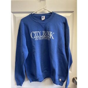 Vintage Sweatshirt Adult LG Blue Crewneck Sweater 90s Y2K Mens Russell Athletics